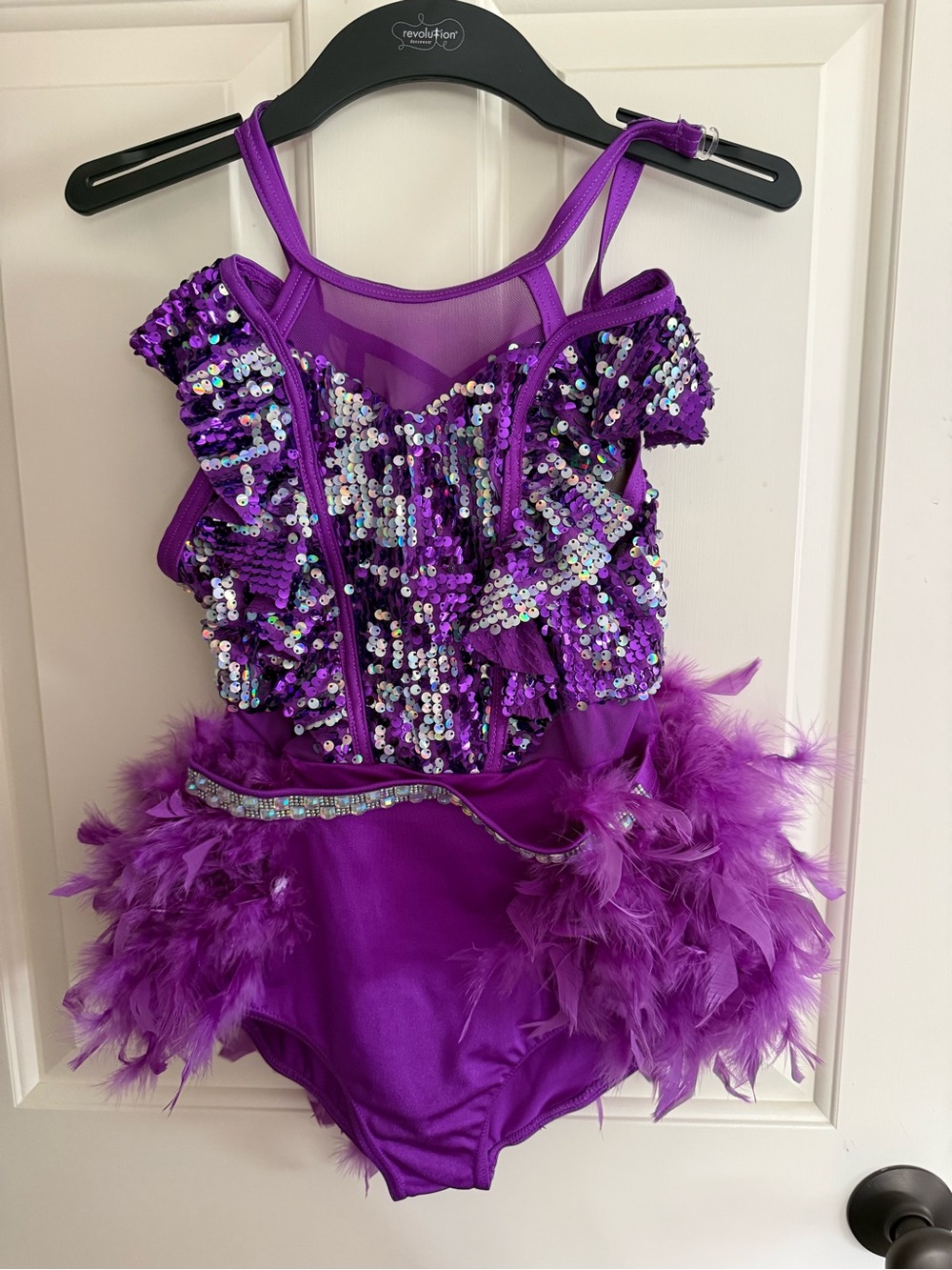 Weissman Purple Sequin & Feather Dance Leotard